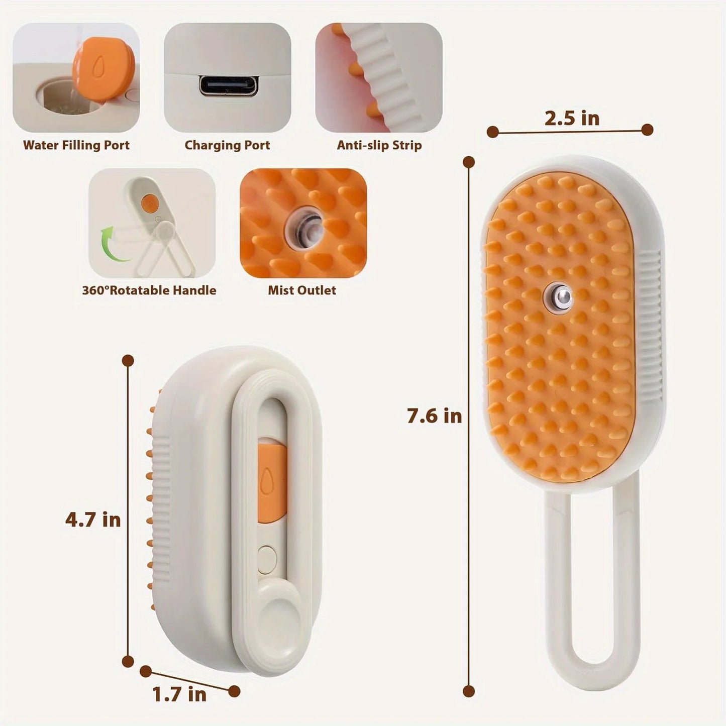 3 In 1 Electric Spray Cat Hair Brushes For Massage Pet